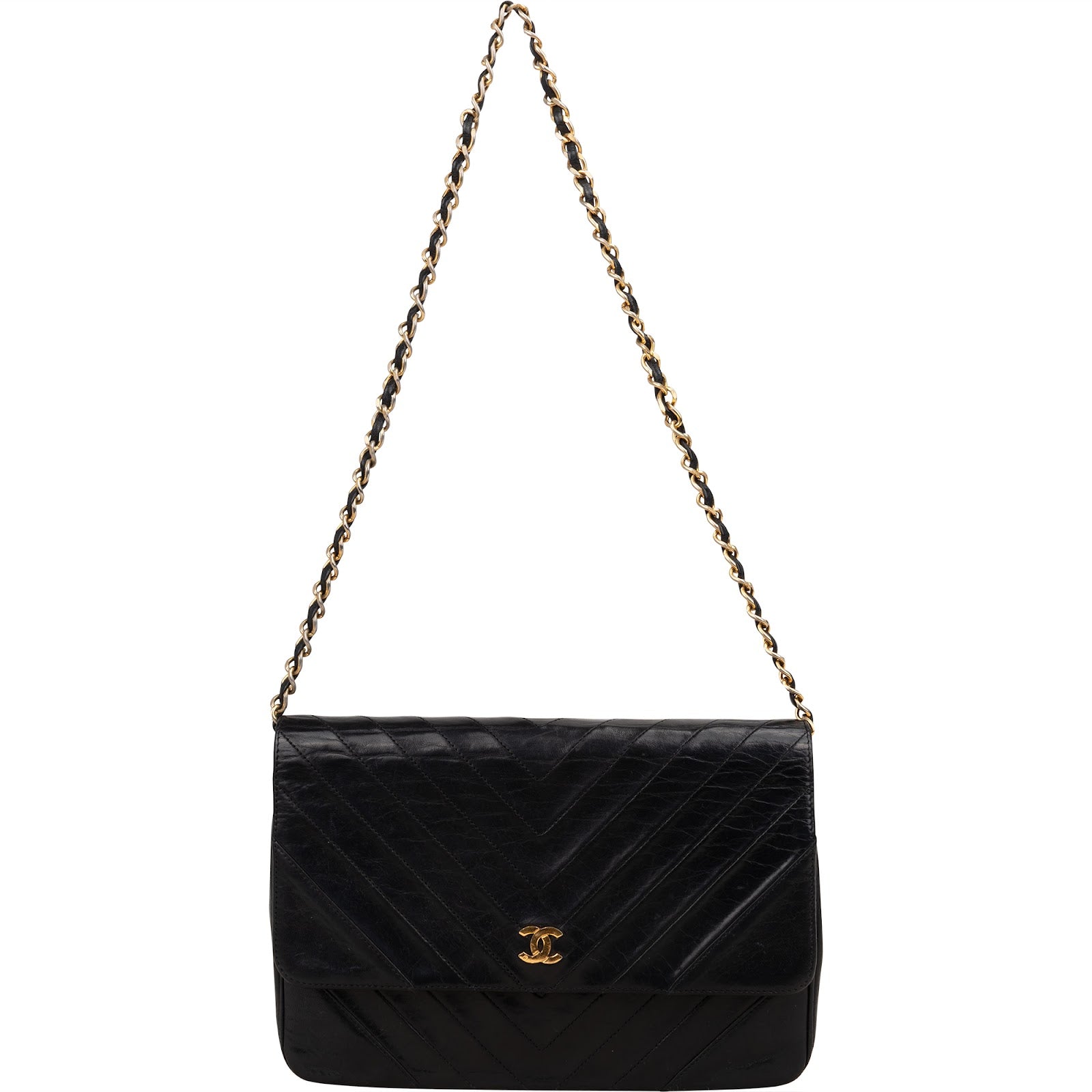 [🔄️B20 / F21] Chanel Lambskin Chevron Single Flap Crossbody Bag - vintageandkickz