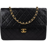 Chanel Quilted Lambskin 24K Gold Single Flap Shoulder Bag
