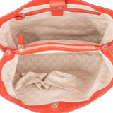 Gucci Red Leather Bamboo Top Handle Large Tote Handbag