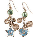 Fendi Gold Tone Mismatched Star & Heart Charm Crystal Dangle Earrings