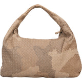 Bottega Ventea Intrecciato Leather Stitched Camouflage Print Belly Shoulder Bag