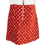 Louis Vuitton Red Monogram Velours A-Line Skirt (FR40)
