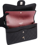 Chanel Quilted Caviar Leather Palladium Jumbo Double Flap Crossbody Bag