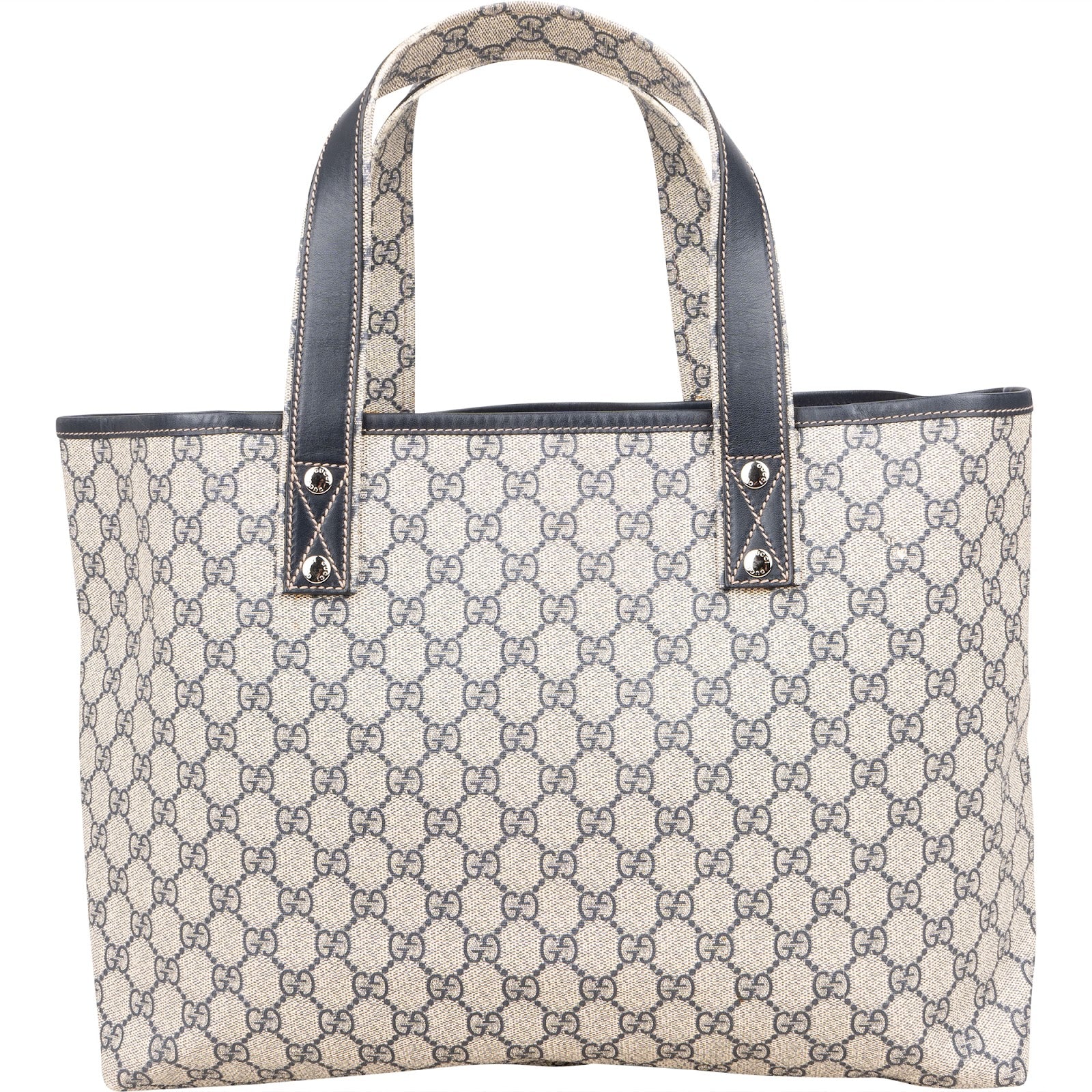 [🔄️B20 / F25] Gucci Supreme Monogram GG Plus Canvas Web Tote Shoulder Bag - vintageandkickz