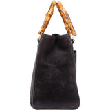Gucci Suede Bamboo Handle Small Tote Handbag