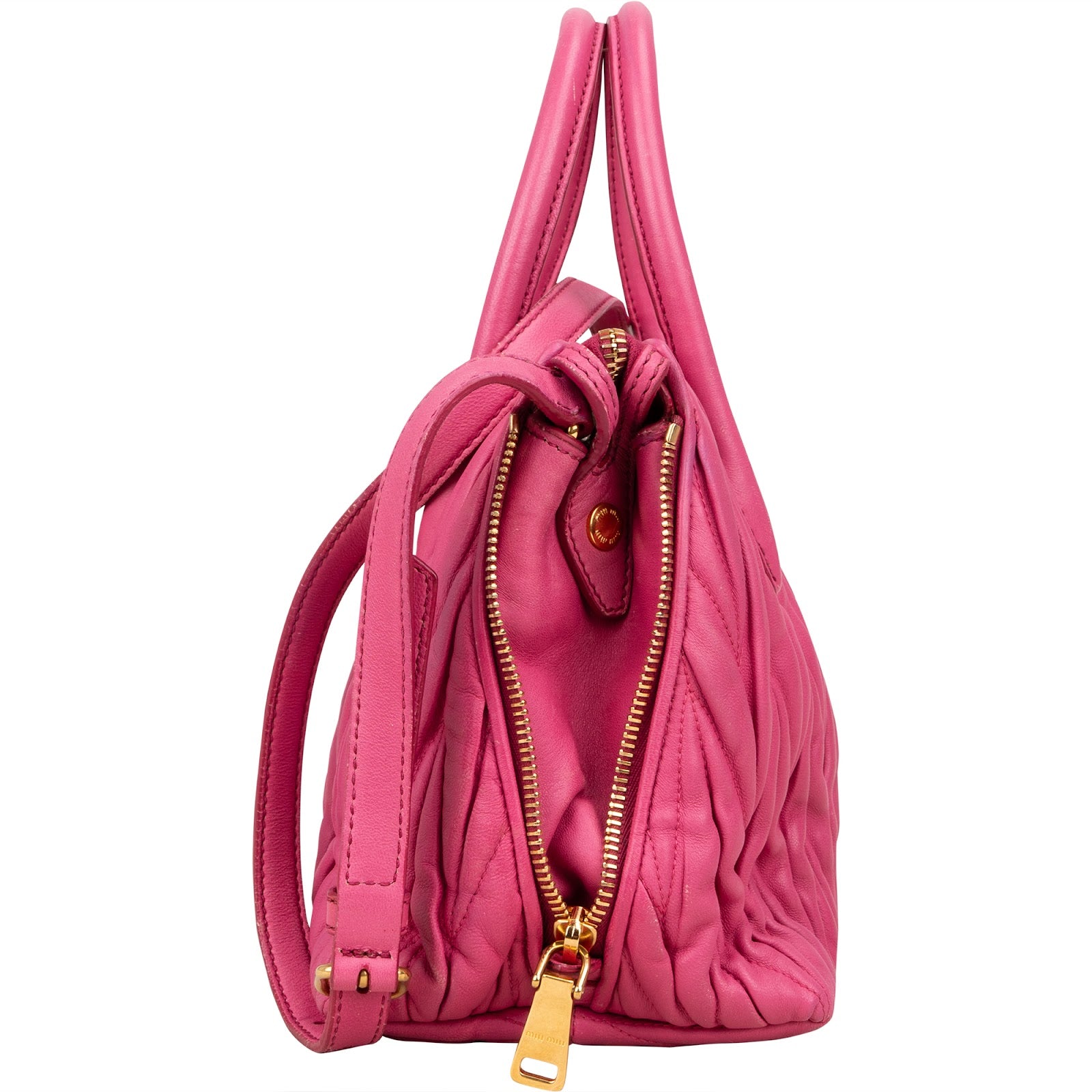 Miu Miu Pink Matelassé Nappa Leather Handbag - vintageandkickz