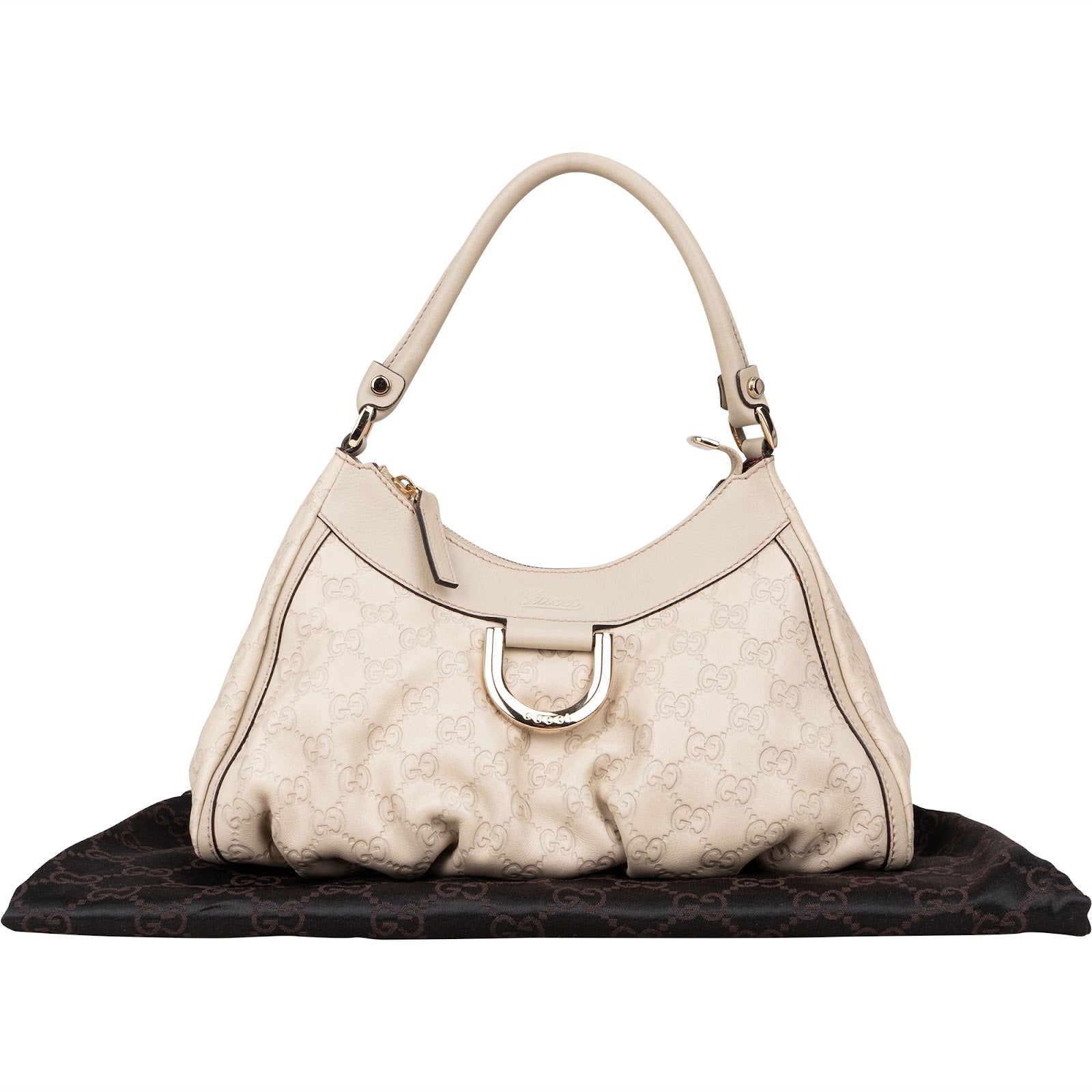 Gucci Leather Monogram Abbey Handbag - vintageandkickz