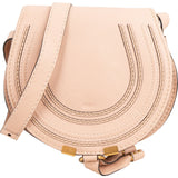 Chloé Rose Grained Leather Marcie Small Saddle Crossbody Bag