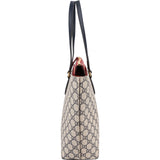 Gucci Blue Monogram GG Supreme Bicolor Leather Tote Shoulder Bag