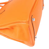 Hermès Orange H Taurillon Clemence Leather Palladium Birkin 30 Handbag