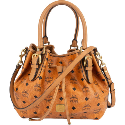 MCM Monogram Visetos Dessau Drawstring Bucket Handbag
