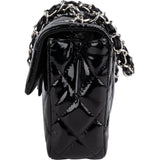 Chanel Quilted Patent Leather East West Single Flap Shoulder Bag