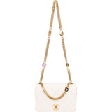 Chanel Quilted Lambskin Single Flap Chain Charms Single Flap Crossbody Handbag