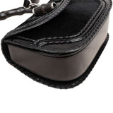 Gucci Black Leather Pony Hair New Bamboo Top Handle Crossbody Bag