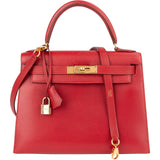 Hermès Rouge Epsom Leather Kelly Sellier 28 Handbag