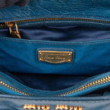 Miu Miu Blue Leather Vitello Lux Tote Handbag