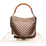 Gucci Monogram GG Canvas Bamboo Hobo Shoulder Bag