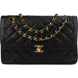 Chanel Quilted Lambskin 24K Gold Double Flap Shoulder Bag