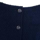 Chanel Navy Wool Tweed Fringed Button Vintage Dress (DE34 / FR36)