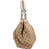 Gucci Monogram GG Canvas Metallic Leather Sukey Handbag