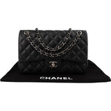 Chanel Quilted Lambskin Palladium Jumbo Double Flap Crossbody Bag