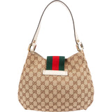 Gucci Monogram GG Canvas Web Hobo Shoulder Bag