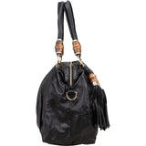 Gucci Black Leather Indy Bamboo Shoulder Bag