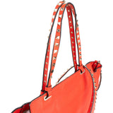 Valentino Garavani Red Leather Rockstud Shopper Handbag