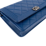 Chanel Quilted Lambskin Palladium Boy Wallet On Chain Crossbody Bag