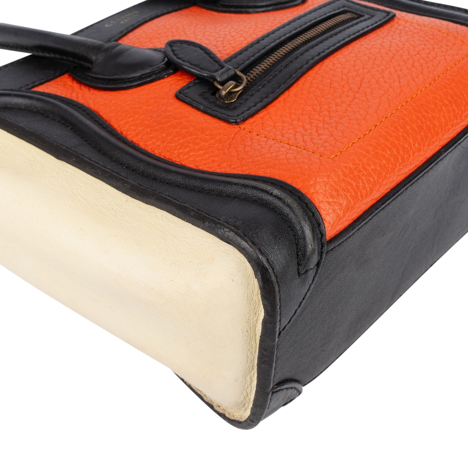 Celine Tricolor Grained Leather Luggage Handbag - vintageandkickz