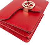 Gucci Red Grained Leather Interlocking GG Crossbody Bag