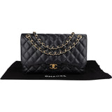 Chanel Quilted Caviar Leather Jumbo Double Flap Crossbody Bag