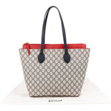 Gucci Blue Monogram GG Supreme Bicolor Leather Tote Shoulder Bag