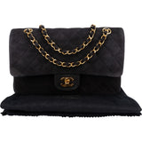 Chanel Quilted Suede 24K Gold Medium Double Flap Shoulder Bag