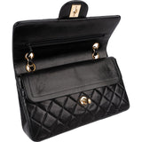Chanel Quilted Lambskin 24K Gold Small Double Flap Shoulder Bag