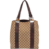 Gucci Monogram GG Large Bamboo Tote Handbag