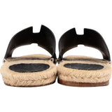 Hermès Black Leather Aloha Espadrille Sandals Shoes (44)