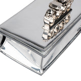 Alexander McQueen Mirrored Patent Leather Crystal-Embellished Skull Knuckle Ring Small Crossbody Bag