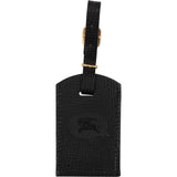 Burberrys Black Pebbled Leather Luggage Tag