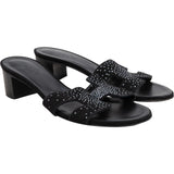 Hermès Special Edition Black Suede Crystal Oran Sandals (37)