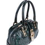 Gucci Monogram Patent Leather Horsebit Boston Handbag