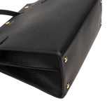 Burberry Black Grained Leather Medium Title Tote Handbag
