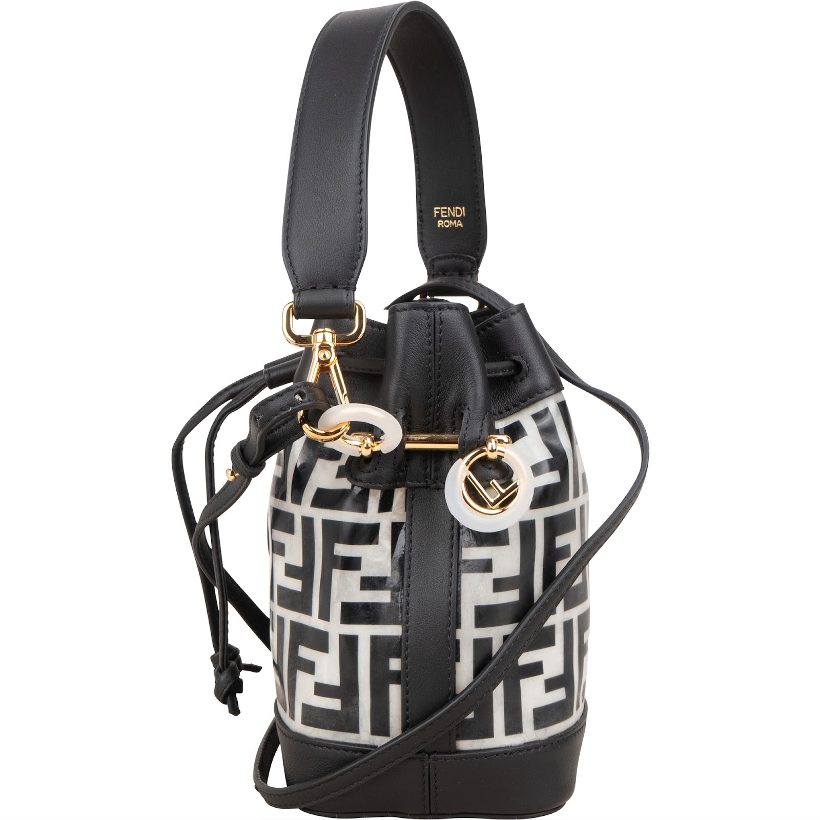 Fendi Monogram FF Mini Mon Tresor Bucket Shoulder Bag - vintageandkickz