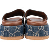 Gucci Denim GG Platform Slide Sandal Sandals (38)