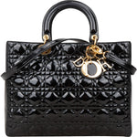 Christian Dior Quilted Patent Leather Lady Dior Handbag - vintageandkickz