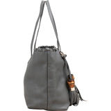 Gucci Leather Bamboo Tassel Tote Shoulder Bag