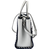 Fendi Blue Leather FF 2Jours Whipstitch Tote Handbag