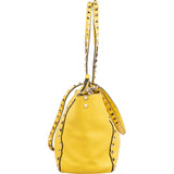 Valentino Garavani Yellow Leather Rockstud Tote Handbag