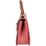 Gucci Pink Grained Leather Bamboo Top Handle Handbag