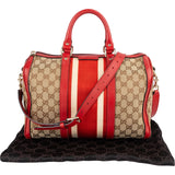 Gucci Monogram GG Canvas Vintage Web Boston Handbag
